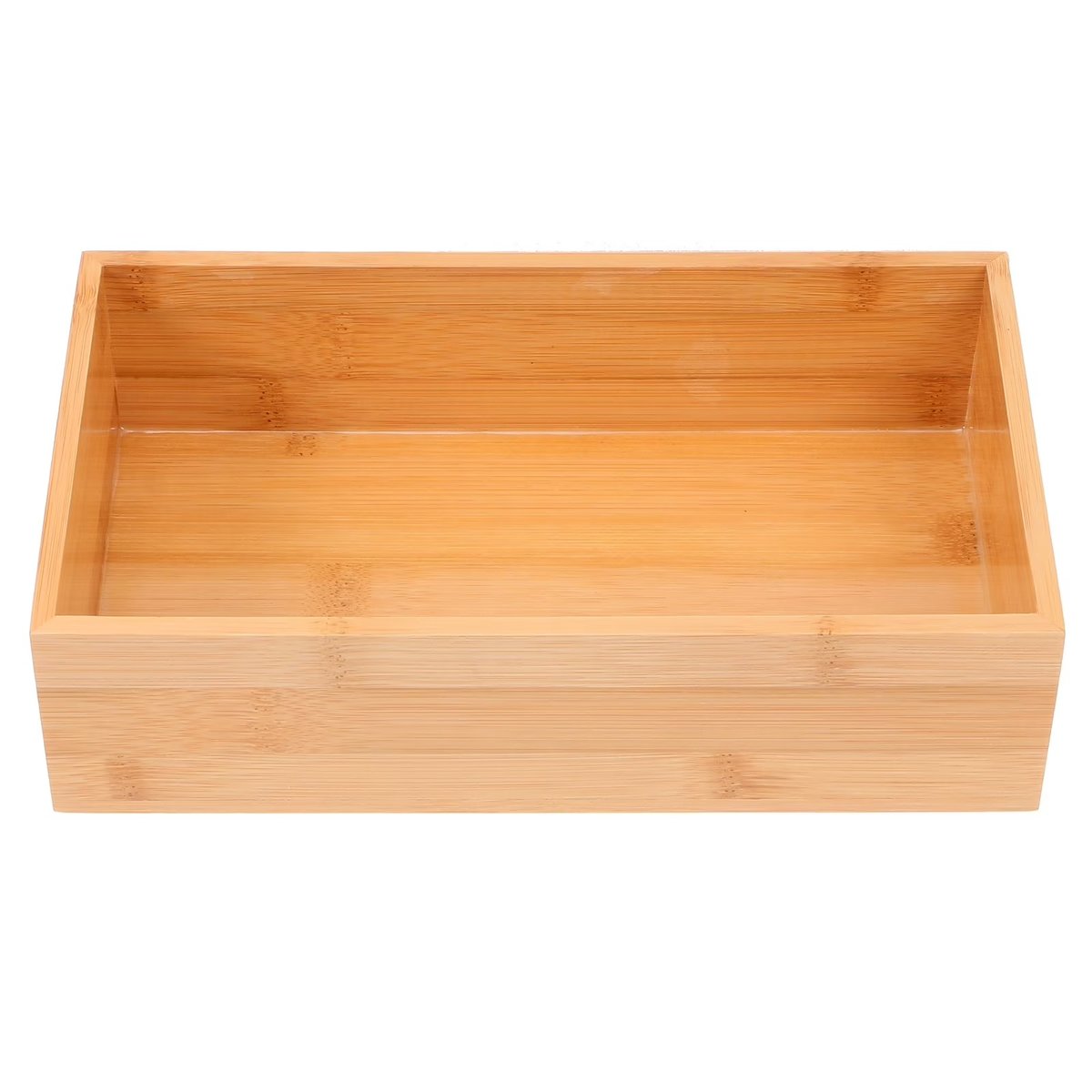 Organizer Storage Tray Box Bamboo Kitchen Cutlery Wood Bin Drawer Silverware Utensil Sundries Storing Open Bins Wooden