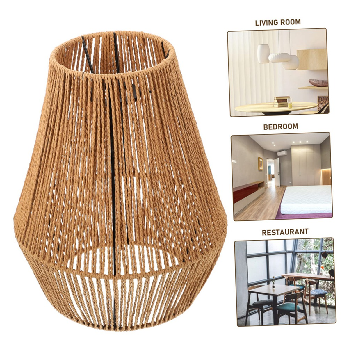 Woven Chandelier Shade Rattan Lampshade for Home Table Lamp Lampshade Bedside Table Lamp Manual Paper Rope