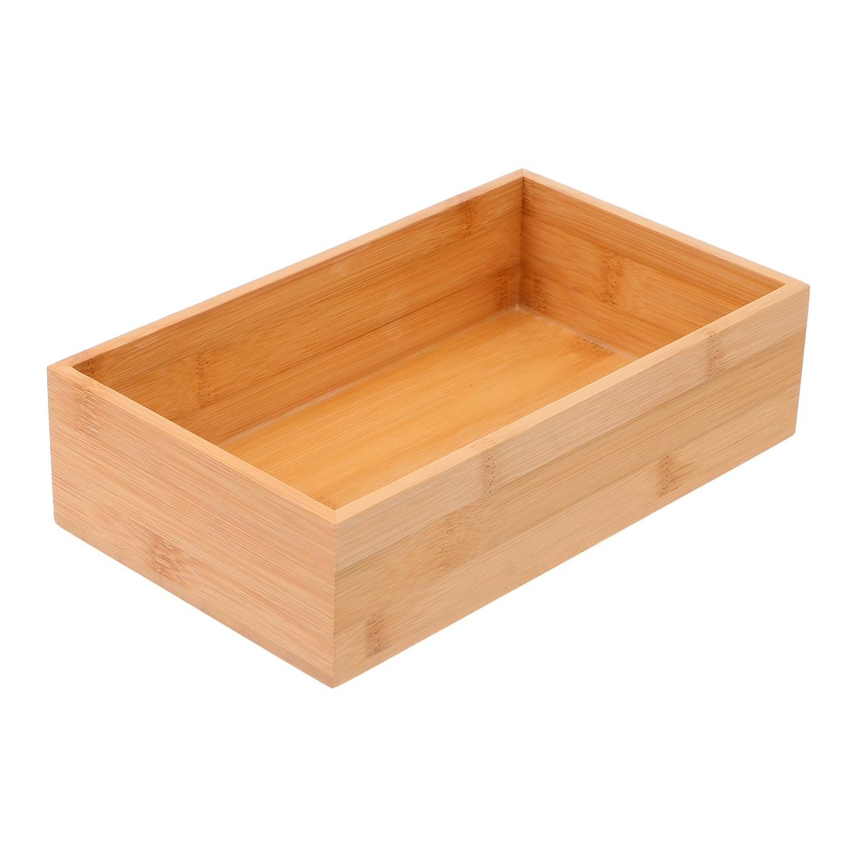 Organizer Storage Tray Box Bamboo Kitchen Cutlery Wood Bin Drawer Silverware Utensil Sundries Storing Open Bins Wooden